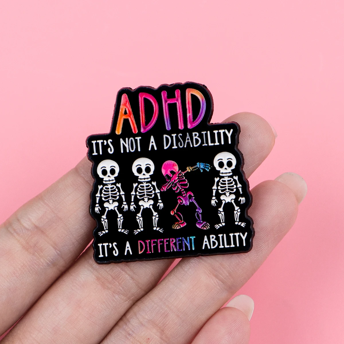 ADHD الوعي المينا دبوس الهيكل العظمي بروش الصنوبر التلبيب شارة بدبابيس على ظهره الملابس والاكسسوارات مجوهرات الأزياء هدايا الأصدقاء