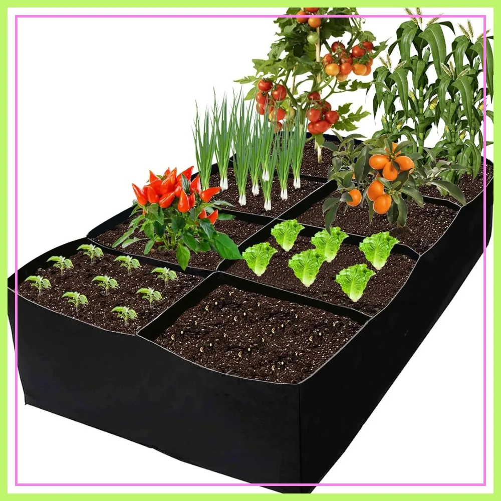 

Fabric Raised Garden Bed, 128 Gallon Grow Bags for Vegetables Herbs Flowers, 6x3x1ft Indoor Outdoor