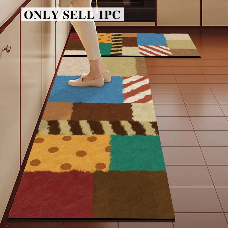 Kitchen Carpet Absorbent Quick Drying Floor MatRetro Style Rug  Long Non-slip Carpets Home Decoration Rugs Alfombras De Cocina