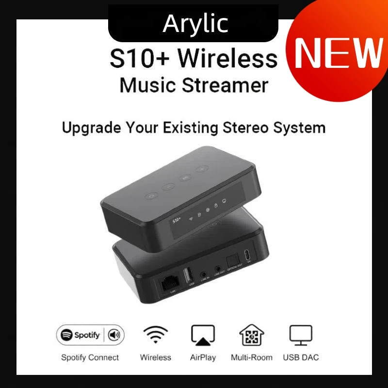 

Arylic S10+ Wireless Music Streamer, Wireless multiroom Home Stereo Music Receiver Circuit Module with Tidal Airplay