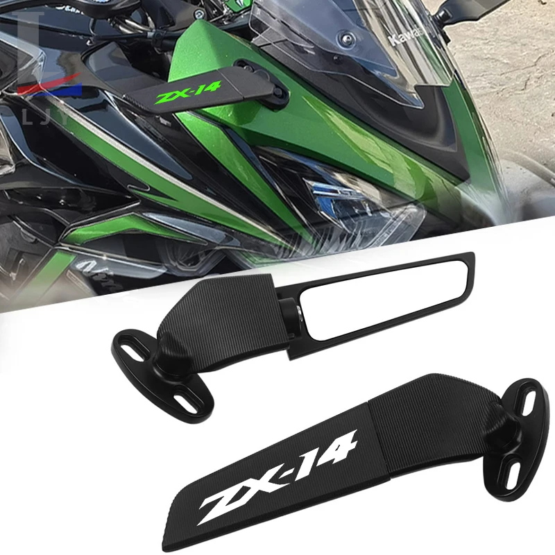 For Kawasaki Ninja ZX14 ZX14R ZX-14 ZX-14R Motorcycle CNC rearview mirror fixed wing