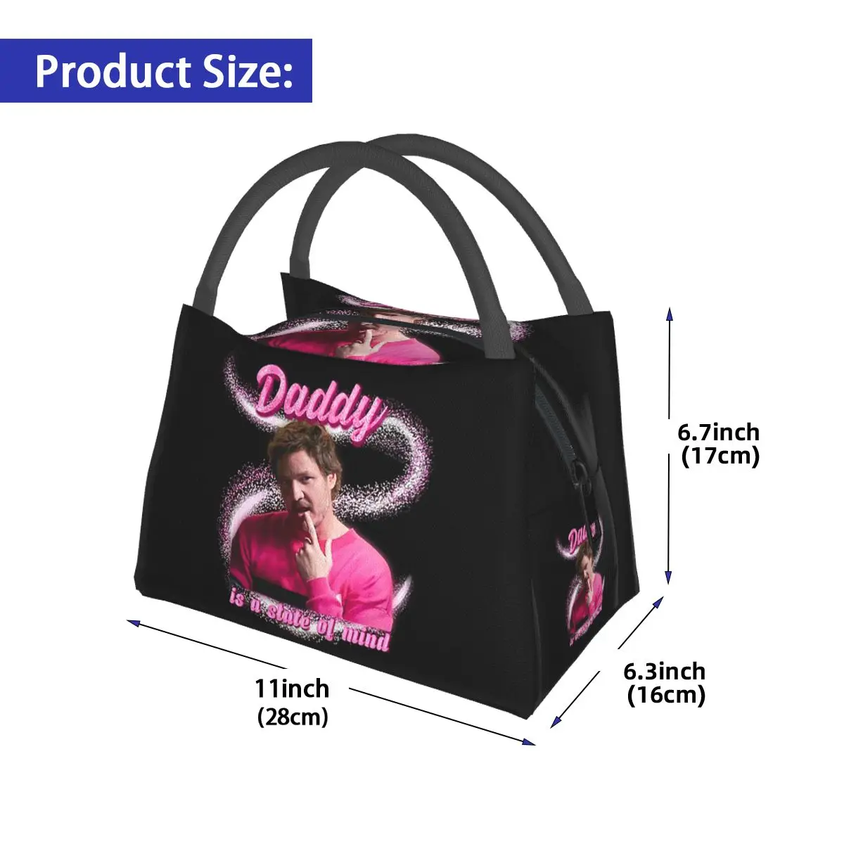 Pedro Pascal Sacred Heart Insulated Lunch Bag for School Bento Storage Food Boxes Container Cooler Thermal Lunch Box Tote