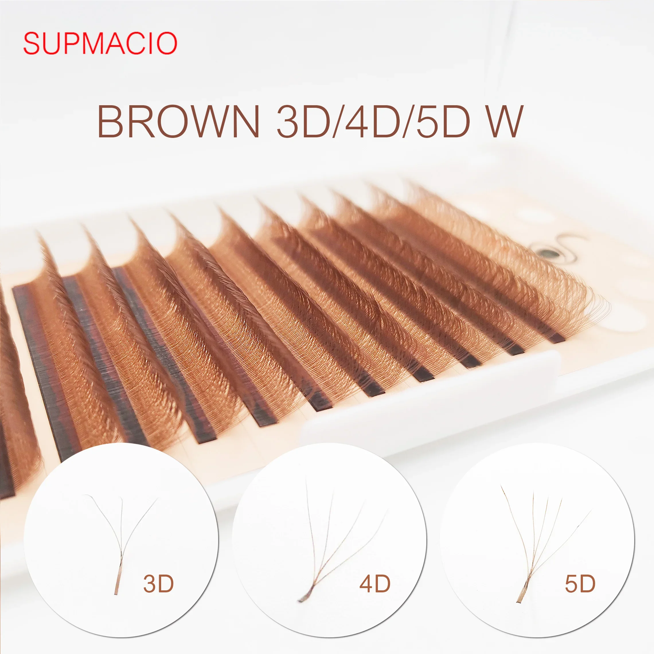 

3D 4D 5D W Brown Shape Premade Fans Eyelash Extensions 0.07 8-15 Mix 3DW/4DW/5DW Natural Soft Light Lashes