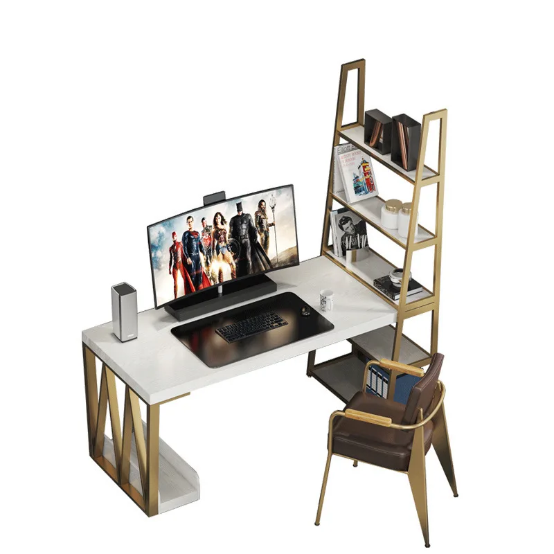 

Household, solid wood computer desk bookshelf combination small apartment