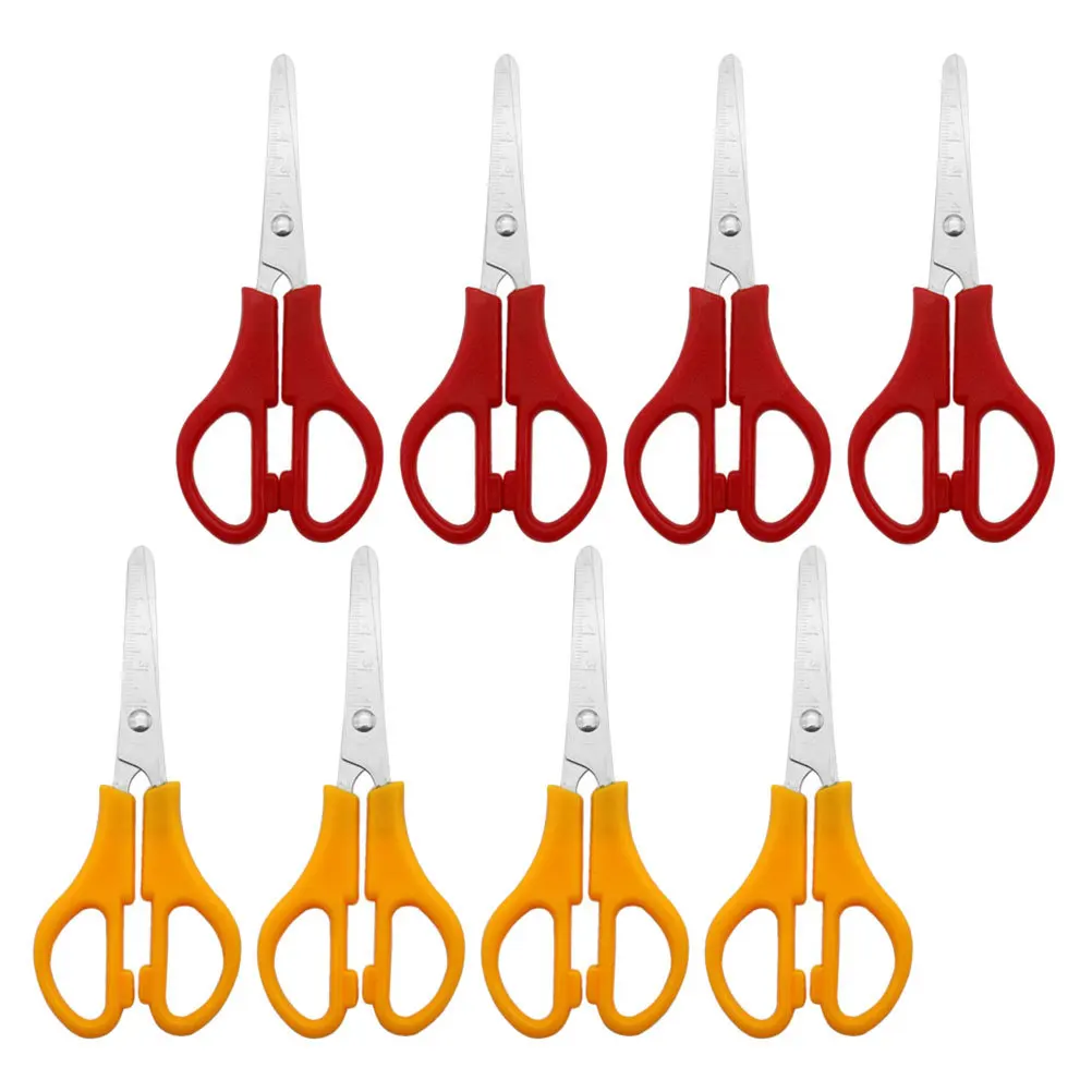 8 قطعة مقص للحرف اليدوية المحمولة الفولاذ المقاوم للصدأ طرف مستدير مقص آمن DIY بها بنفسك سجل القصاصات بطاقات المعايدة الفن اليدوى #2