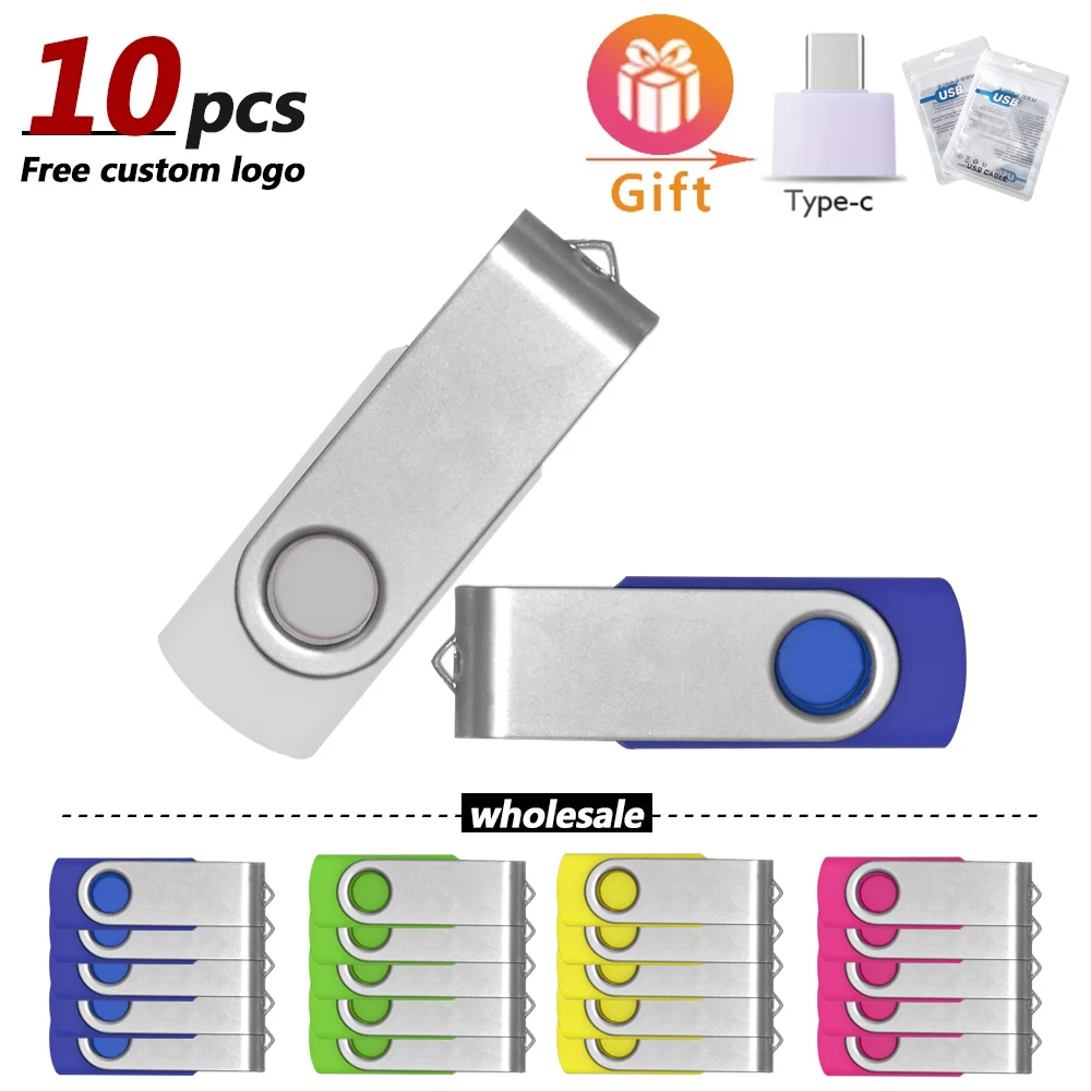 

10pcs/lot Metal 4GB 8GB 16GB 32G 64G Pen Drive USB Flash Drive Memory USB Stick 128GB U Disk Pendrive USB Gifts Free Logo