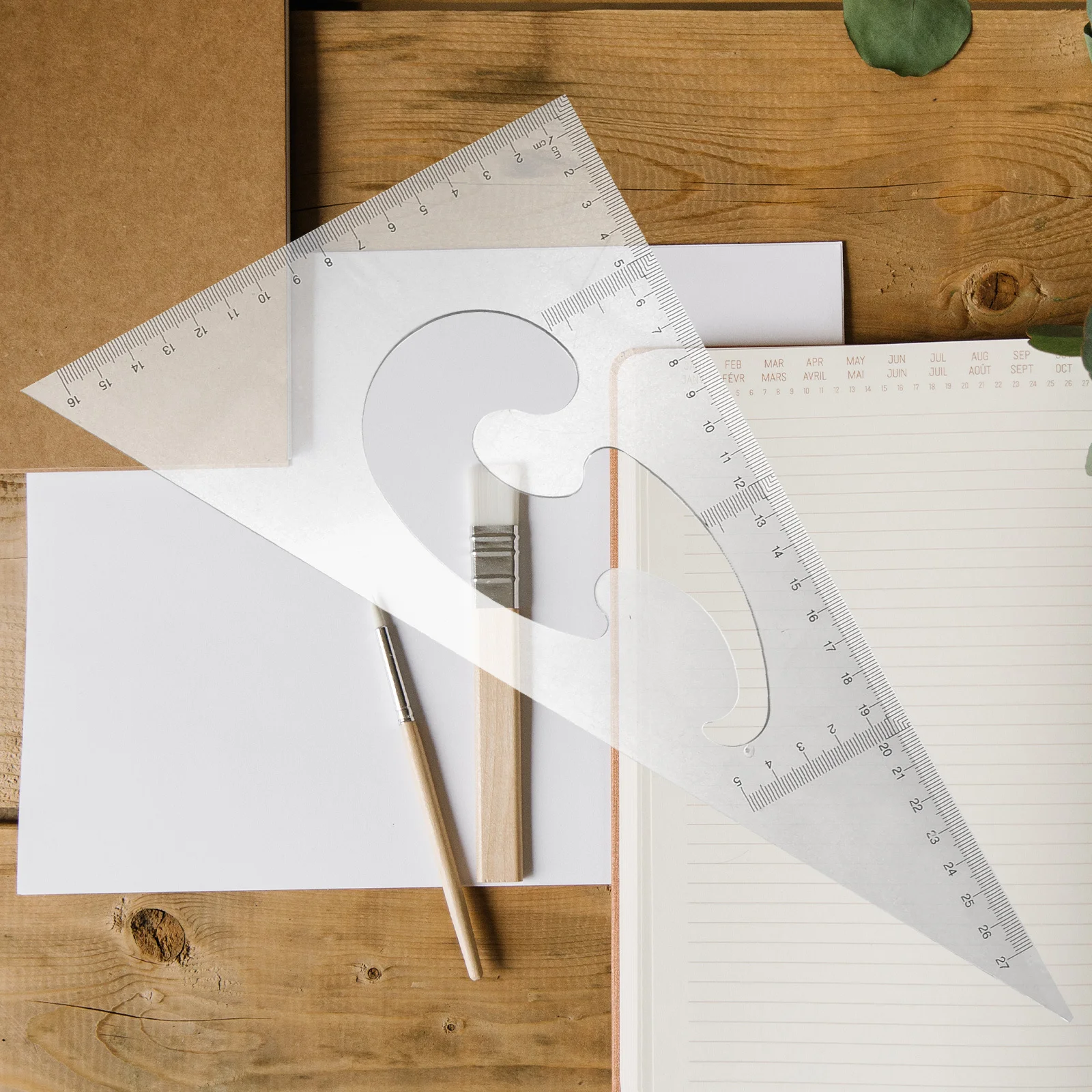 4pcs Triangle Ruler Set Plastic Measuring Tools For Drawing Measurement Portable Lightweight Clear Graduation Multi-Functional