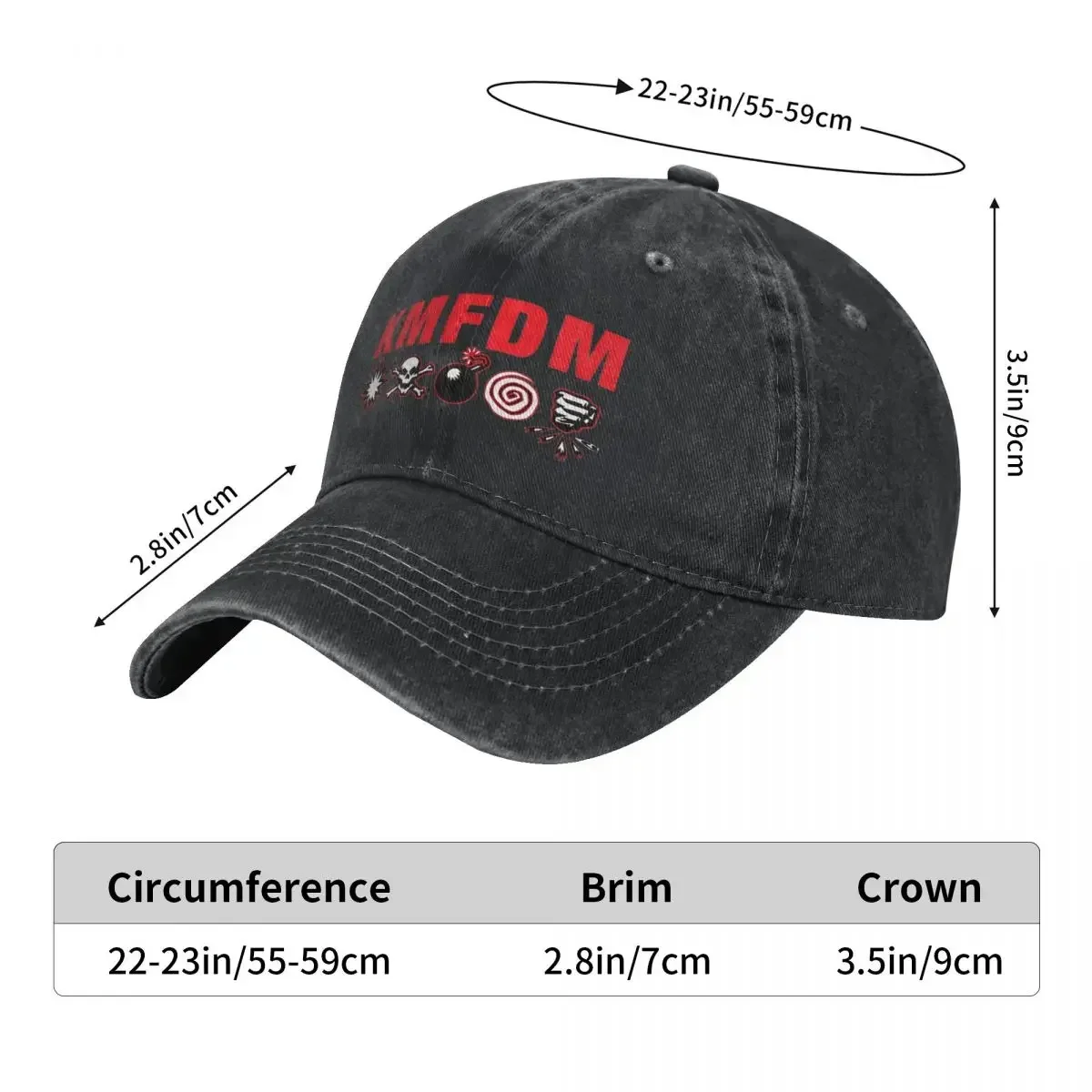 Kmfdm Symbols Baseball Cap Rock Band Unisex Teens Designer Trucker Dad Hat Spring Streetwear Running Hippie Baseball Caps