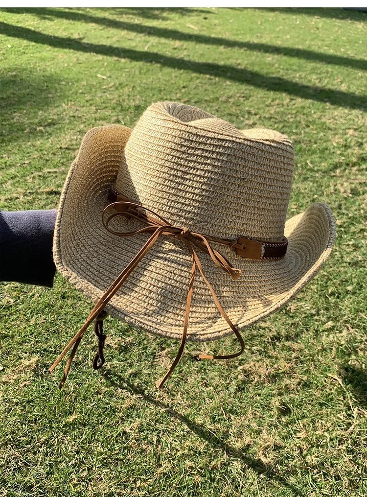 

Cowboy Summer Hat - Adjustable Brim Sun Protection Hat, Fashionable for Men & Women