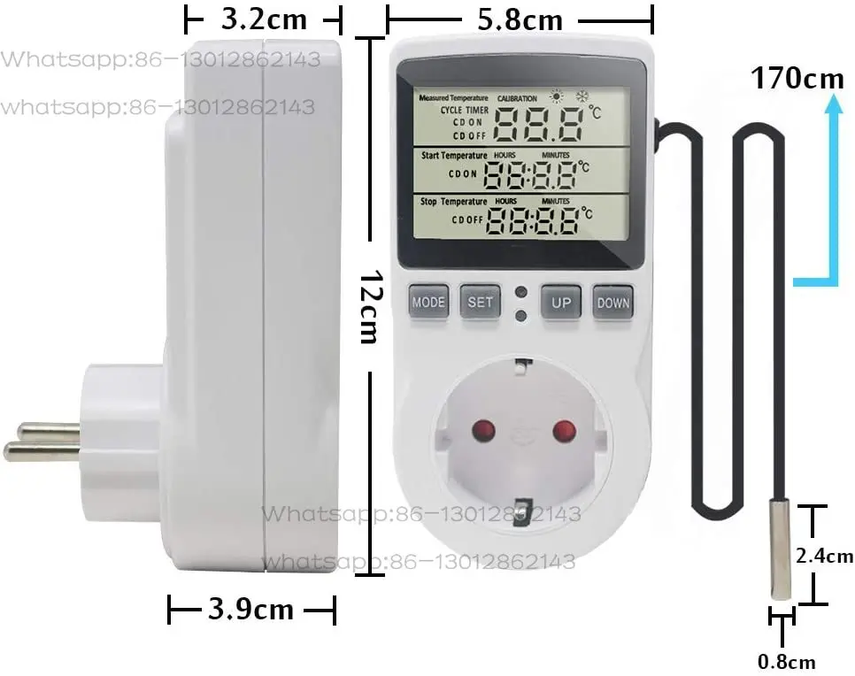 Digital timer socket with temperature controller 16a fr/ue/eua/au/uk