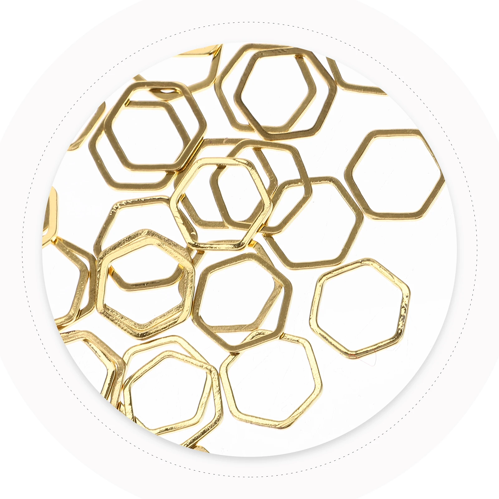 

50 Pcs Earrings Hexagonal Pendant Jewelry Making Pendants Bracelet Necklace Supplies Golden Charms Woman