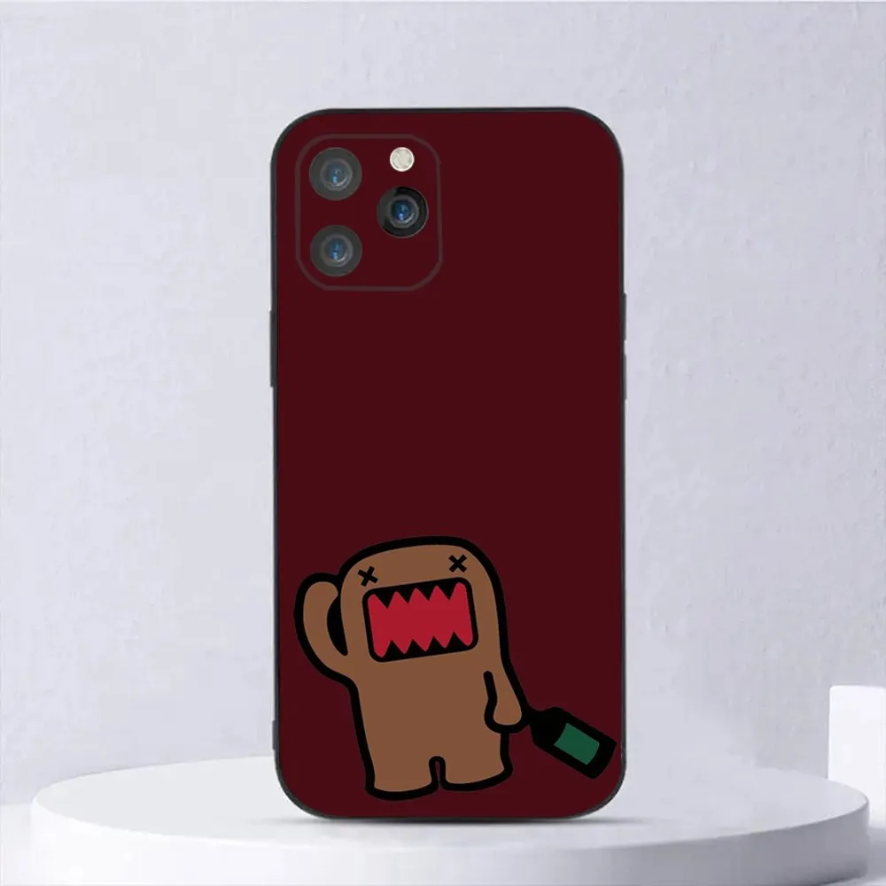 Cute Domo-kun Phone Case For iPhone 15,14,13,12,11,Plus,Pro Max,XS,X,XR,SE,Mini,8,7 Soft Silicone Black Cover