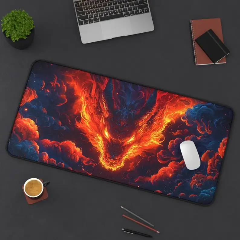 

Flame Dragon Pattern Mouse Pad, Non-Slip Waterproof Gaming Mousepad,Game Desk Decorative Mat, Perfect Gift for Stationery Lovers
