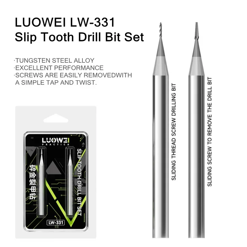 LUOWEI LW-331 Screw Extractor Drill Bit Set 2PCS High Hardness Alloy Stripped Screw Removal Phones Motherboard Repair Tools