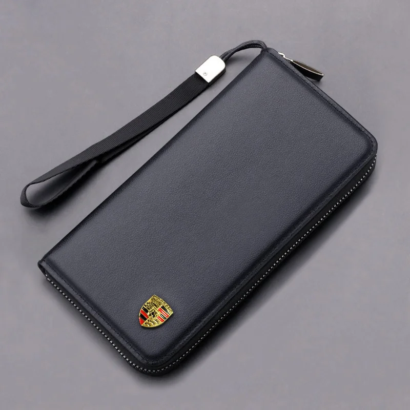 Car Logo Wallet Driver Licence Storage Purse For Porsche Panamera Spyder Carrera Macan Boxster Cayman Cayenne 911 970 981 991