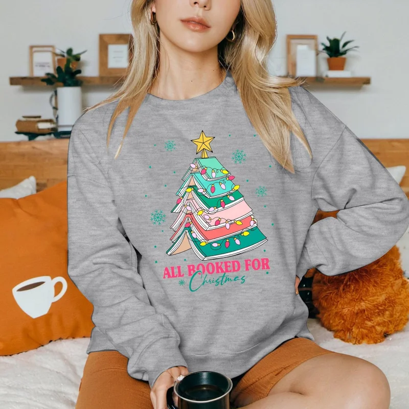 Ropa deportiva navideña para mujer, suéter navideño, jersey de manga larga para vacaciones felices