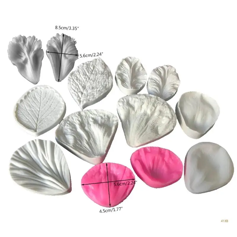 

41XB Silicone Fondant Mold Exquisite Flower Leaves Handmade DIY Resin Crafts Cake Decorating Tools for Kitchen Durable
