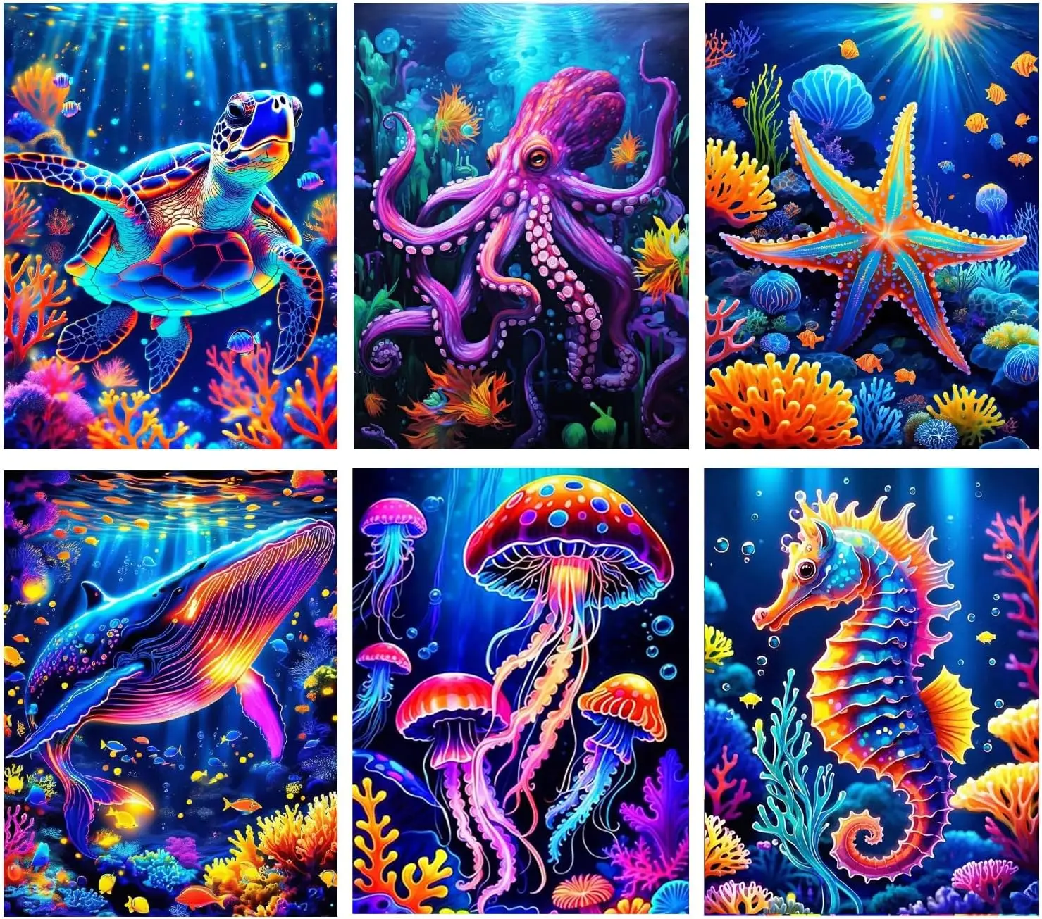 

Наборы для алмазной вышивки (6 шт.) для взрослых, 5D наборы для алмазной живописи своими руками для начинающих, наборы для алмазной вышивки с разноцветными морскими животными