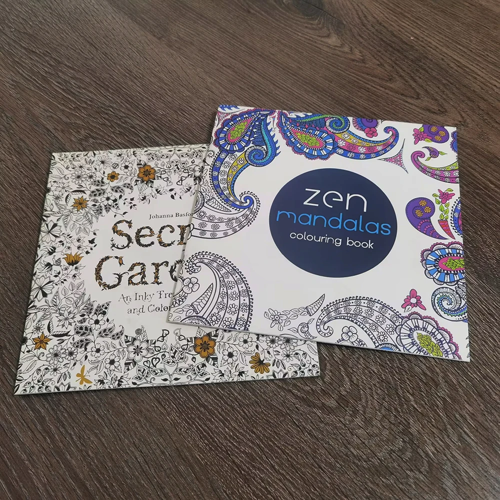 2Pc Coloring book Children's learning gifts 18.5x18.5cm, 12 sheets, 24 pages For the Secret Garden, For Mandala