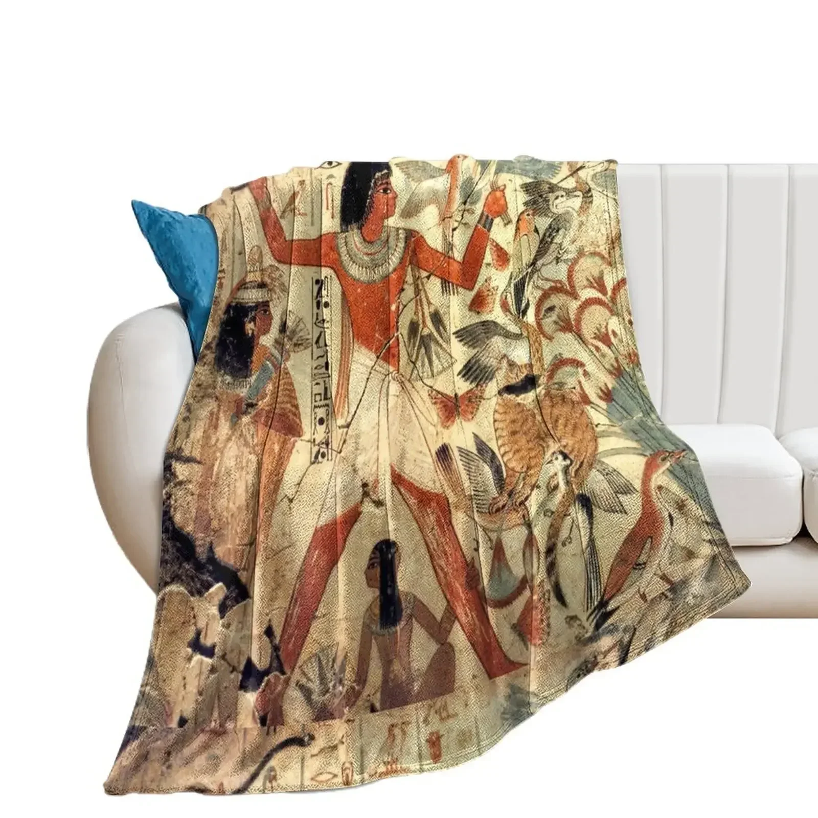 Ancient Egyptian Couple Hunting Throw Blanket Winter beds Custom Blankets