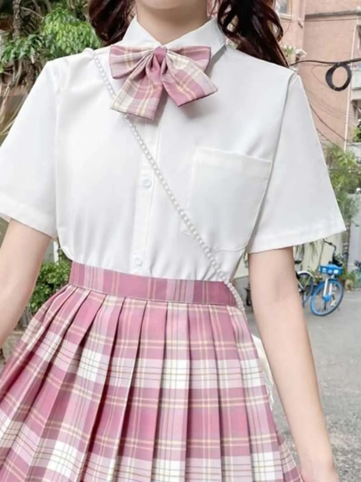 

Белая женская рубашка с коротким рукавом и отложным воротником, топ-униформа JK с завязками, стройнящий, универсальный, милый стиль, лето 2024