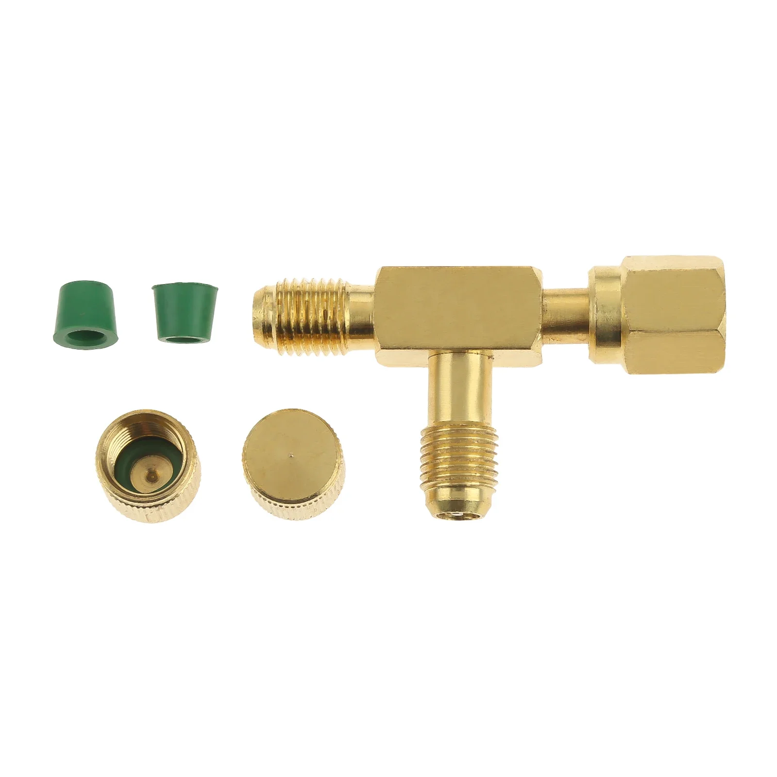 1Pc 1/4\'\' Valves Core Tee Adapter With Swivel Connector for Gauge Deep Vacuum Pump Manifold