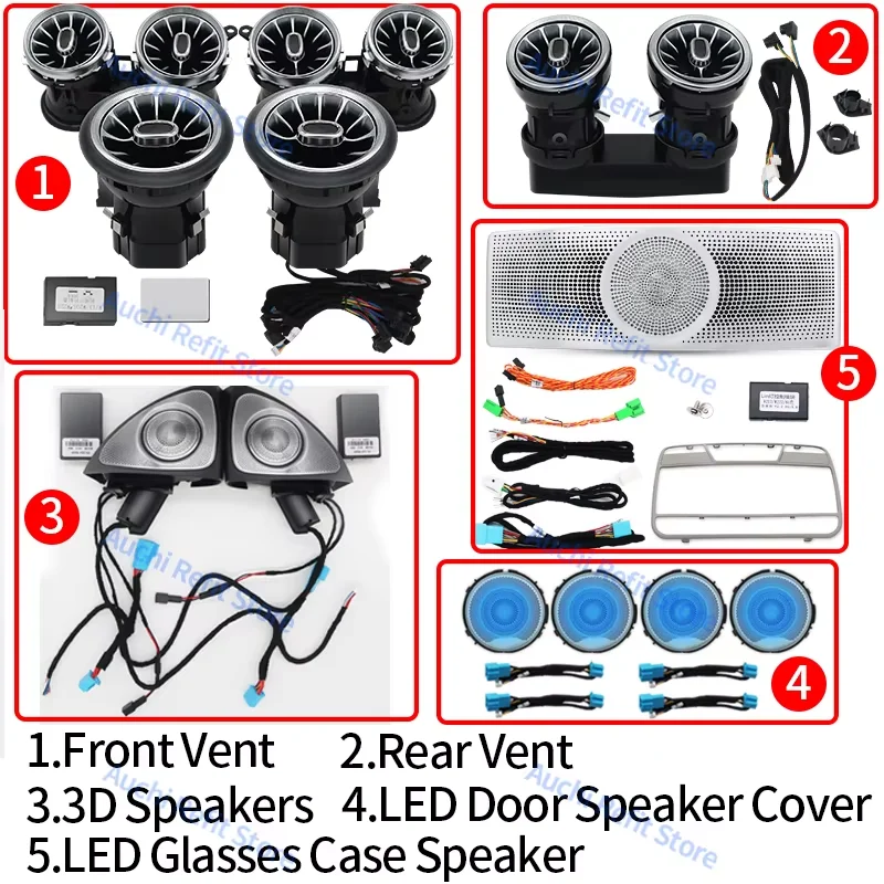 

Auchi 64 Colors LED 3D Rotating Tweeter Speaker Air Vents Ambient Light For Mercedes Benz W213 E-Class Coupe AMG E43 E53 E250