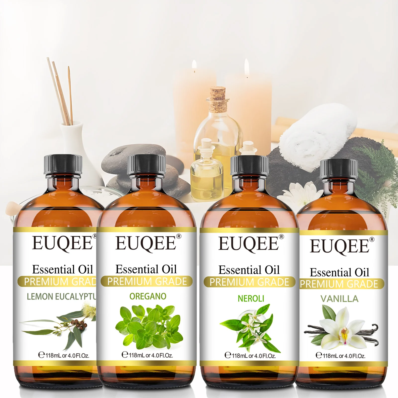 

EUQEE 118 мл растительное эфирное масло для диффузора, увлажнитель, орегано-нероли, мята, Cedarwood, ароматические эфирные масла для изготовления свечей