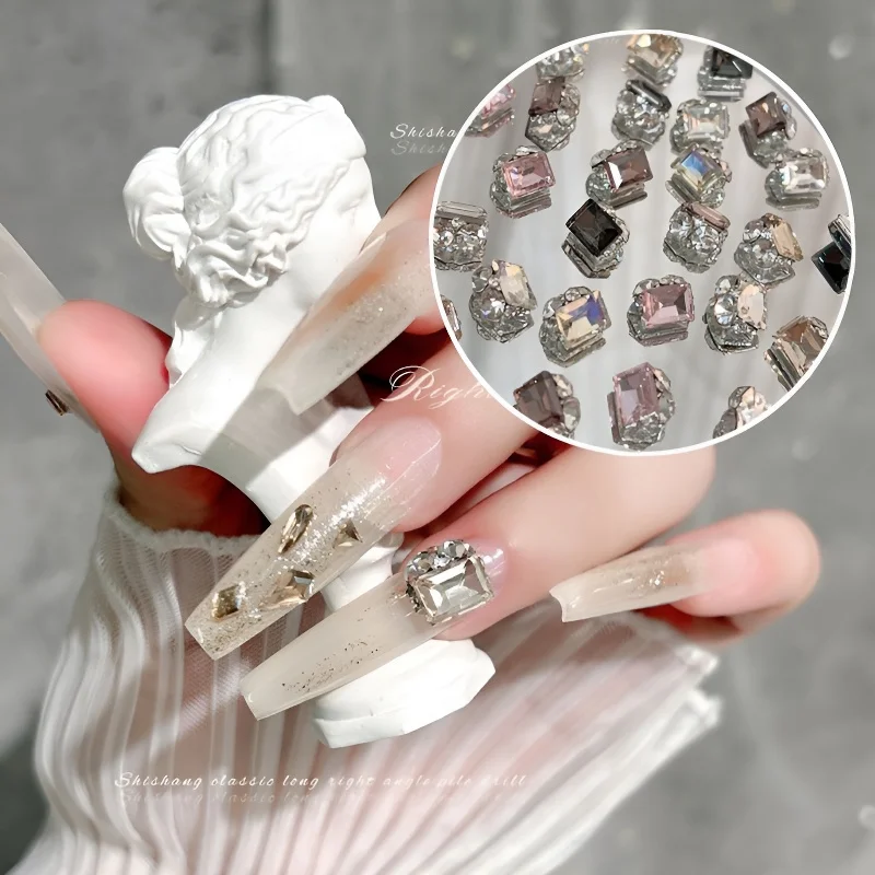 12 個ネイルアートラインストーンクリスタルアクリルダイヤモンド混合形状スパークル DIY ネイル高級マニキュアアクセサリー