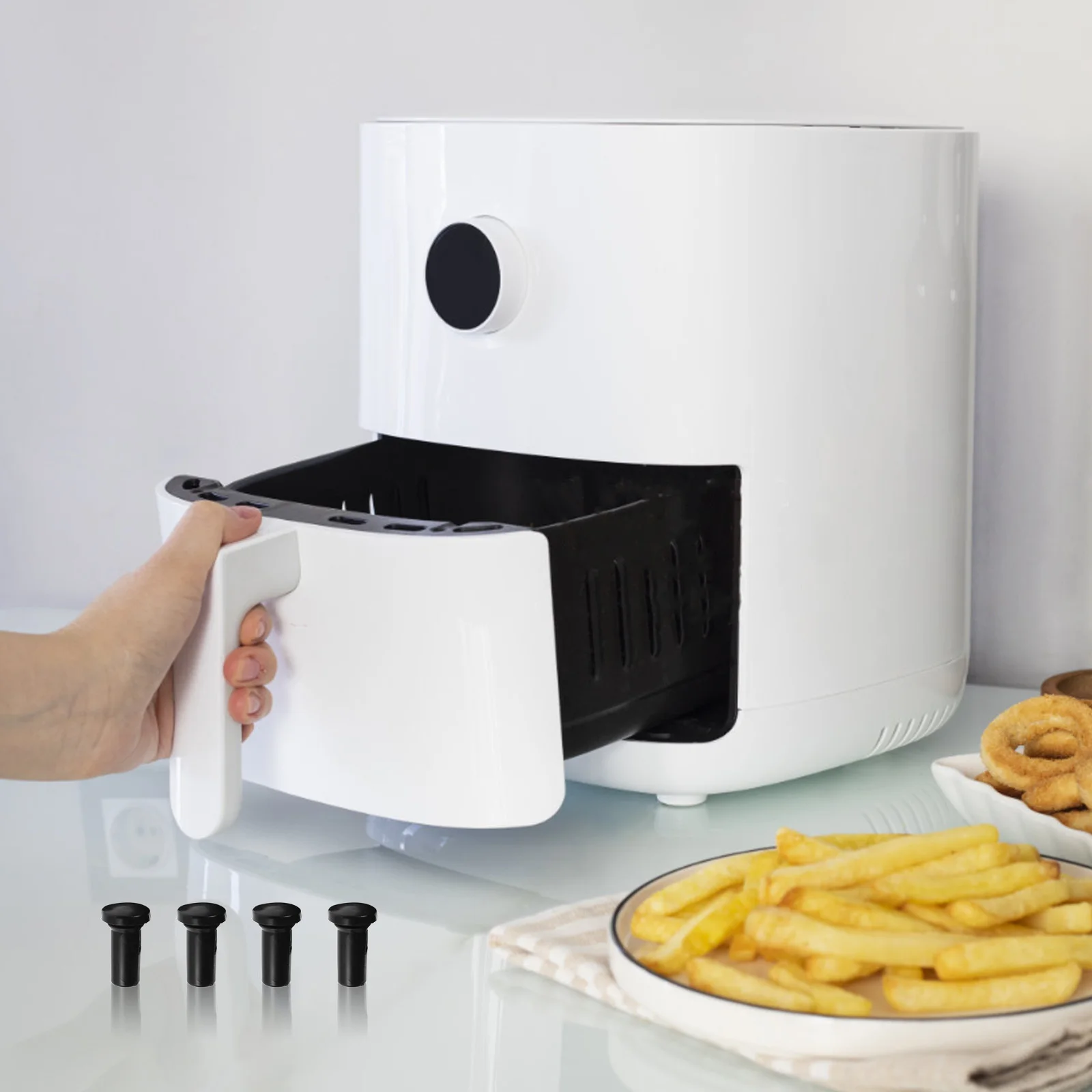 

8Pcs Silicone Protective Bumpers for Air Fryer Tray Non-Slip Heat Resistant Rubber Feet Replacement Accessories for Basket Pan