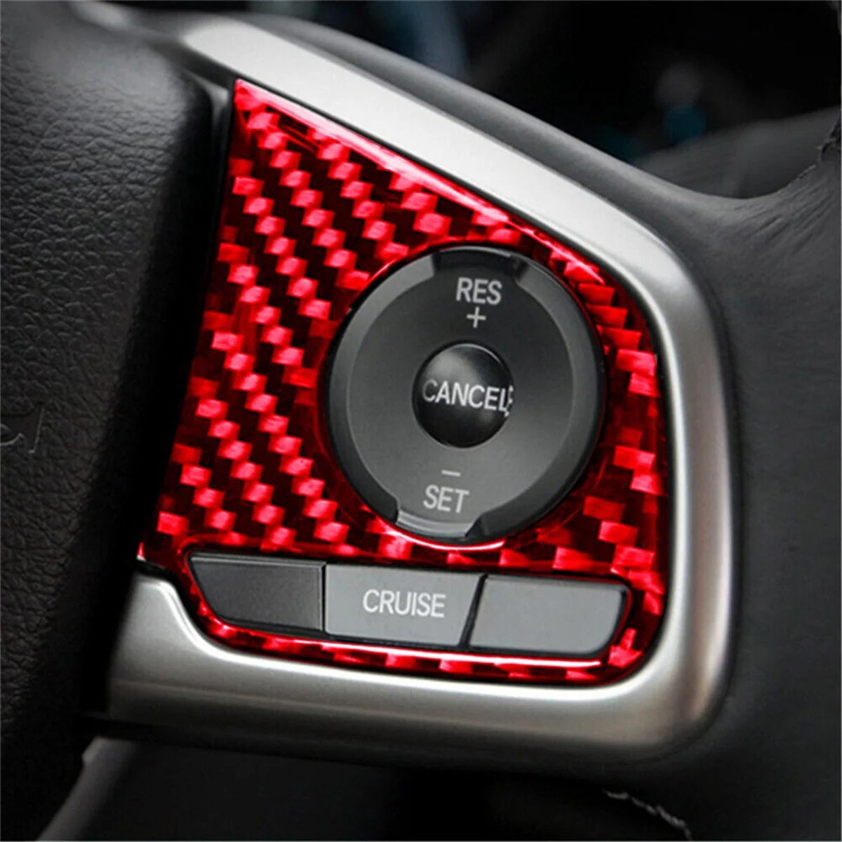 

Steering Wheel Button Switch Cover Trim Decor Sticker ABS Red Carbon Fiber for Honda Civic 10Th Gen 2016 2017 2018 2019-A51K