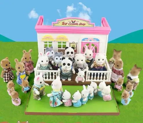 Familyes Forest Animal 1:12 Scale Dollhouse Miniatures Accessorie Rabbit Bear Reindeer Calico Critter Pretend Play For Girl Gift