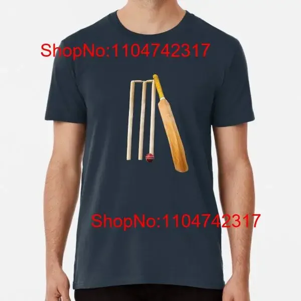 Cricket bat ball and stumps Premium T Shirt S to 5XL Made in the AU USA vintage Washed Versatile Unisex Stretched