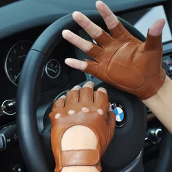 Men Non-slip Driving Gloves Half-gloves Riding Fitness Dancing Tactical Sheepskin Gloves