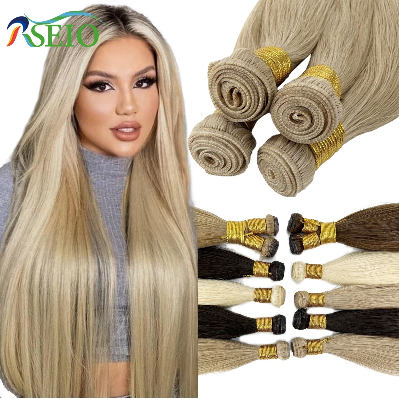 

RSEIO High Quality Genius Hair Wefts Bundles Straight Very Thick 100% Remy Natural Hair Really Human Hair Extensions Can Curly