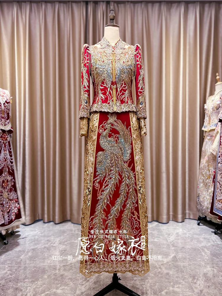 

Весеннее и летнее платье Xiuhe, свадебная одежда, новинка 2025, китайский тостовый костюм для женщин