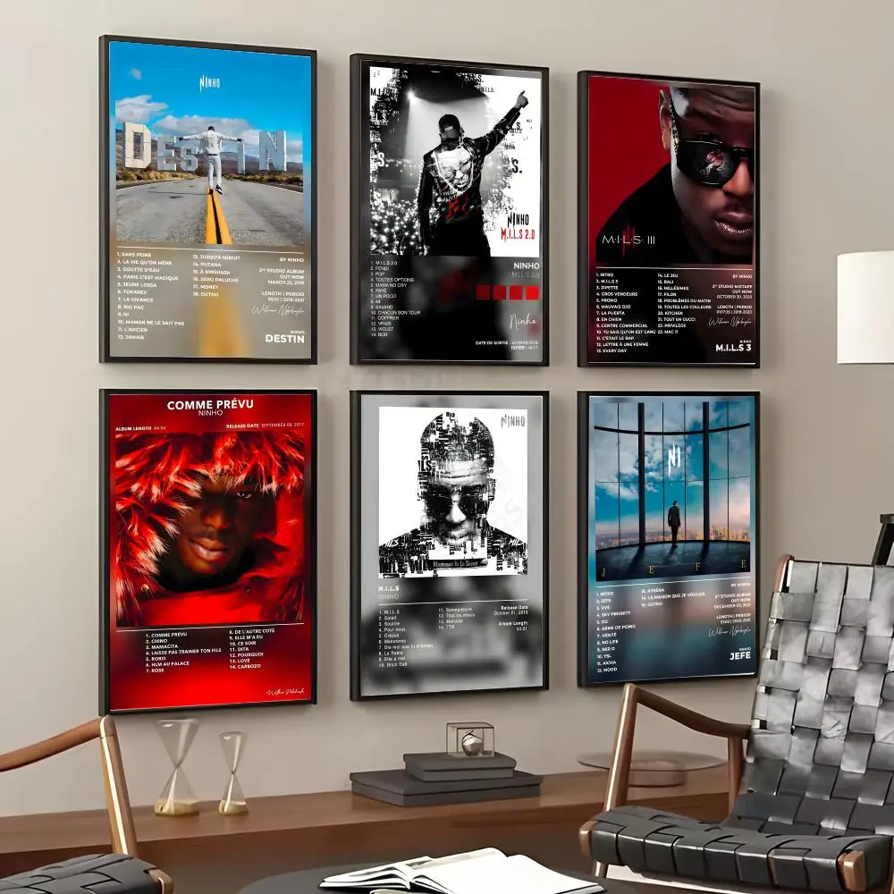 N-ninho Album Cover Painting Calligraphy Cotton Canvas Wall Art Poster Quality Decor Painting for Living Room Home Decor
