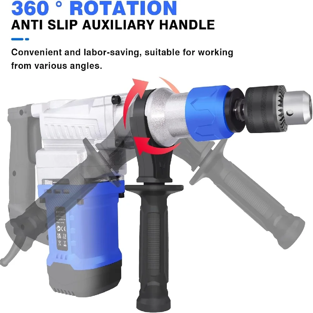 SDS-Plus Rotary Hammer Drill, Corded Drills, 2000W Heavy Duty Chipping Hammers W Vibration Control & Safety Clutch 6 Speed Adjustment
