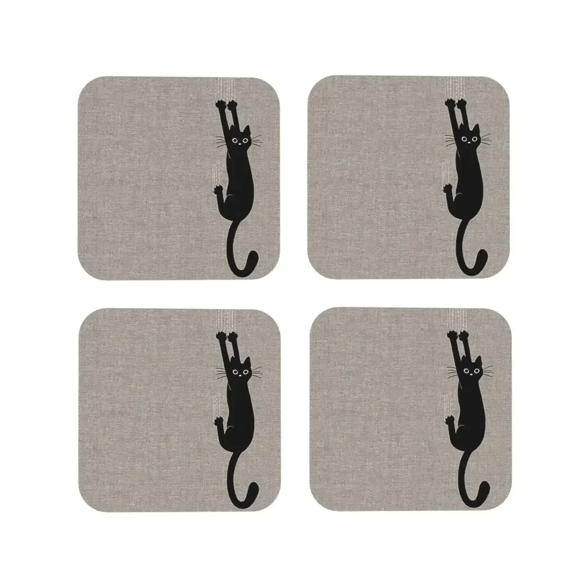 

Подставки под чашки с изображением черной кошки, кухонные подставки под тарелки, нескользящие термоизоляционные подставки для кофе, для декора дома, набор из 4 штук