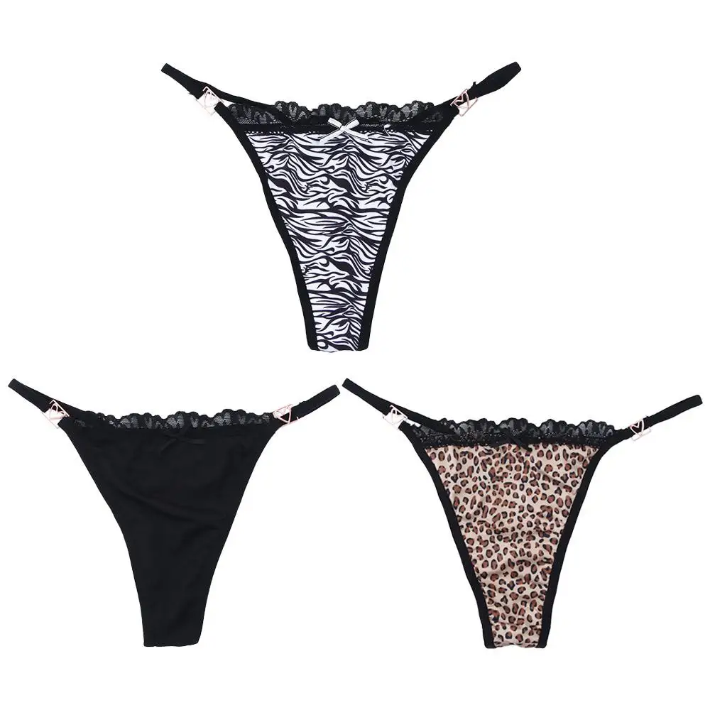 Underpants Trendy T-BACK Law Waist Leopard Lace Women Panties G-String Thong Briefs Korean Underwear