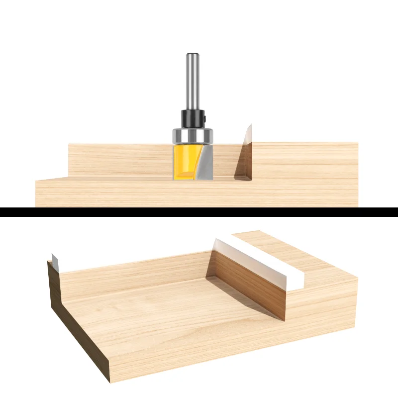 Cleaning Bottom Bit 6MM 6.35MM 8MM Bottom Bearing Router Bits Woodworking Carbide Cutters Milling Cutter for Wood Bit Face Mill