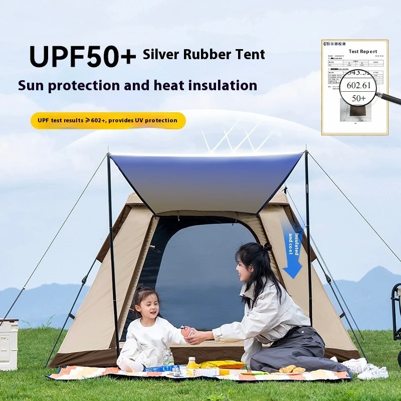 

Outdoor silver glue tent canopy two-in-one camping folding portable camping