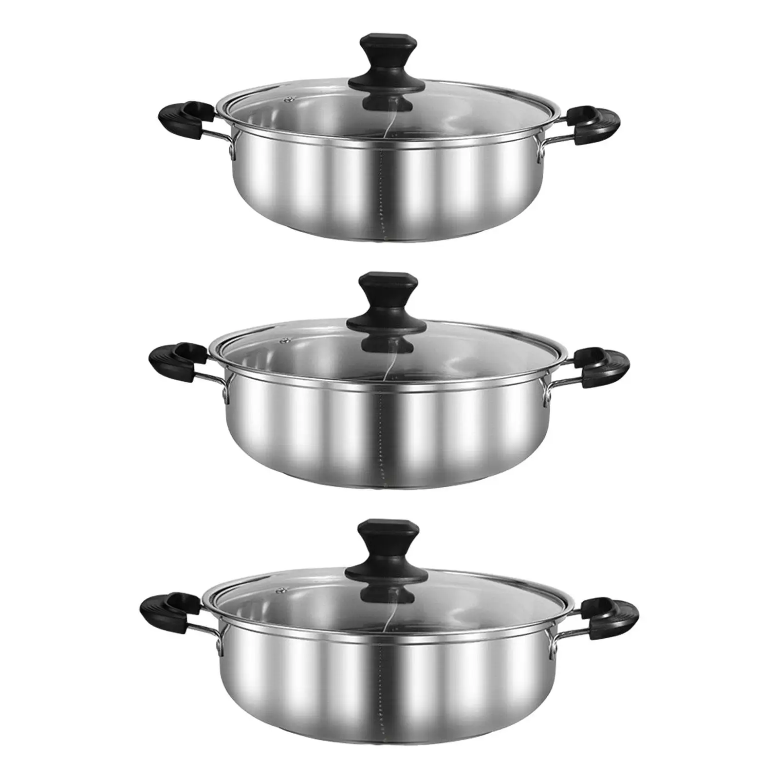 

Shabu Shabu Hot Pot Cooking Pot Kitchenware with Visible Lid Hot Pot Cooker Two