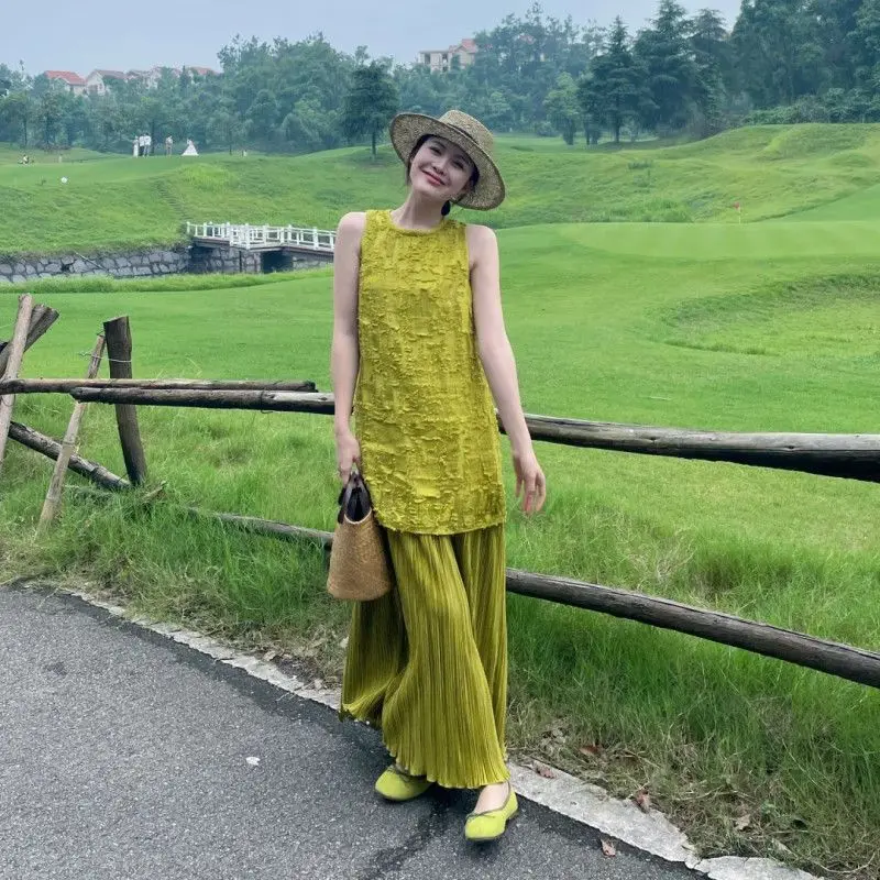 

Korean Version Commuter Buttoned Vacation Style Dress 2025 Summer New Niche Design Sleeveless Long Skirt