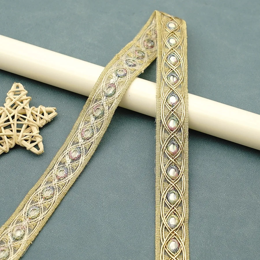 

5yard 8-character ethnic style sequin embroidery lace trim DIY clothing collar edging,decorative accessories sewing ribbon lace