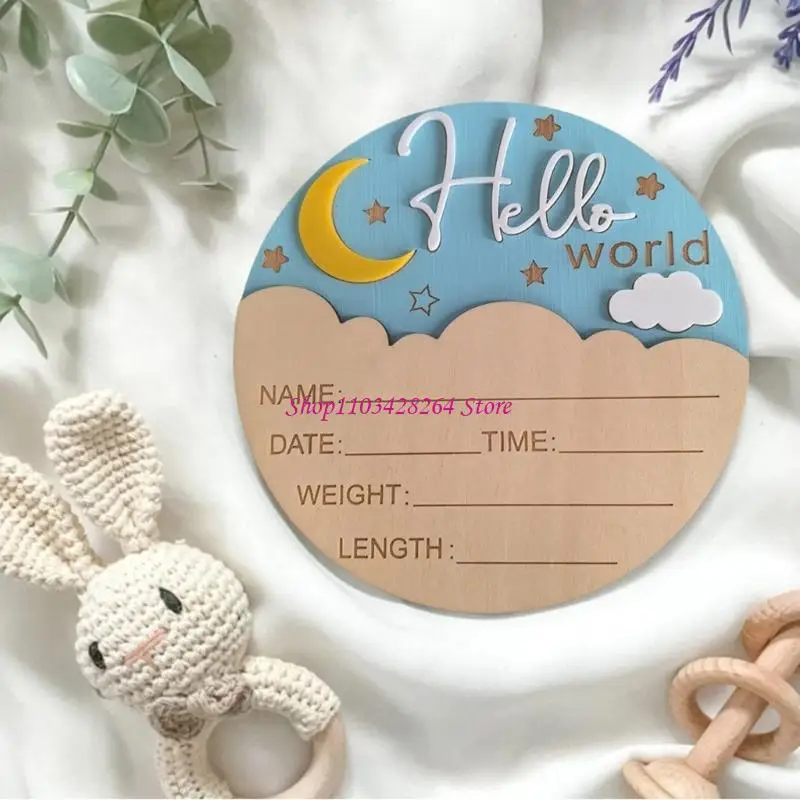 Newborns Birth Announcement Sign Round Baby Plaque for Photos