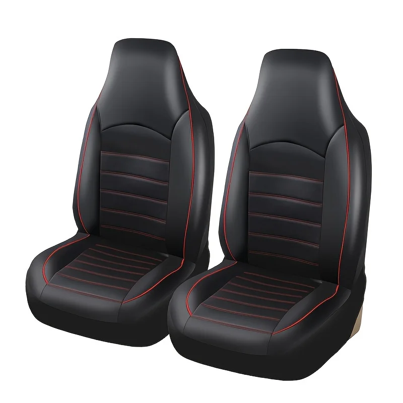 

2 Front Universal PU Leather Car Seat Covers High Back Bucket Seat Cover Set for Most Cars, Trucks, SUVs and Van