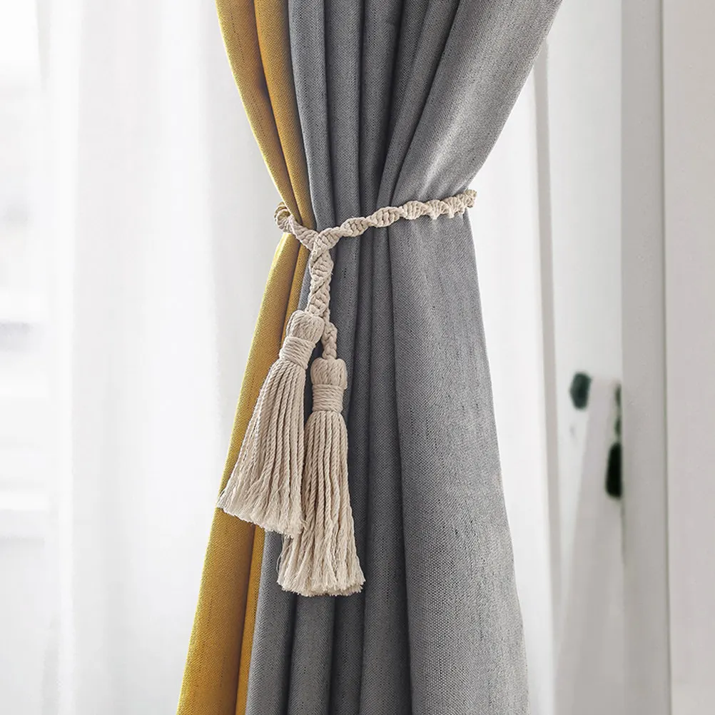 2Pcs Creative Tassel Tieback Hand-Made Cotton Curtain Holdback No Drilling Required Fun Decoration for Any Room