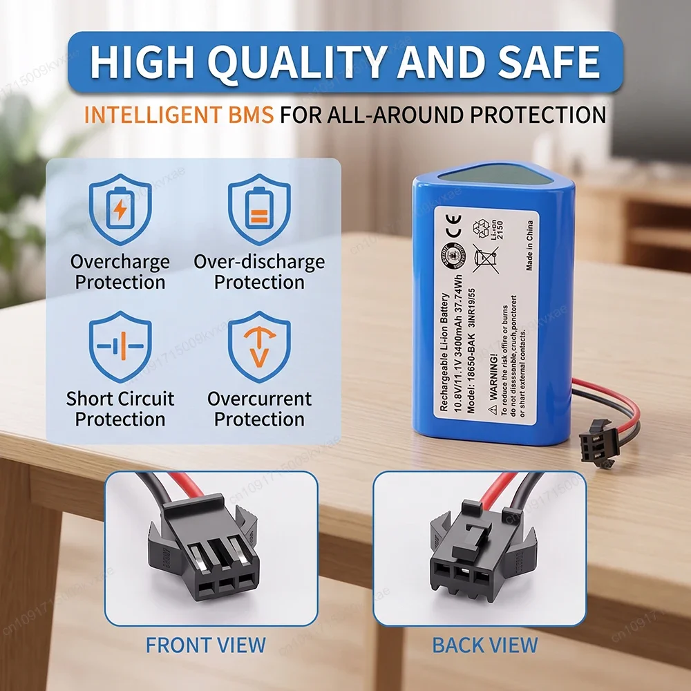 PA04 10002265 Replacement Battery 10.8V 11.1V 3400mAh Lithium Ion Pack for Vactidy T6 T7 T8 LS001-02 Auto Robot Vacuum Cleaner