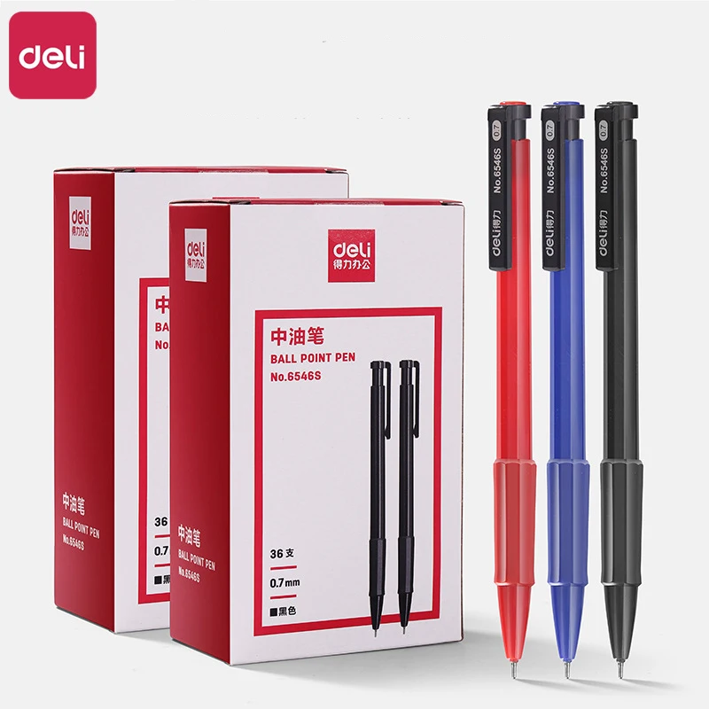 

Deli Stationery Ballpoint Pen 0.7mm Smooth Writing Color Ball Pens Blue Black Red Gel Pen Office School Study Supplies